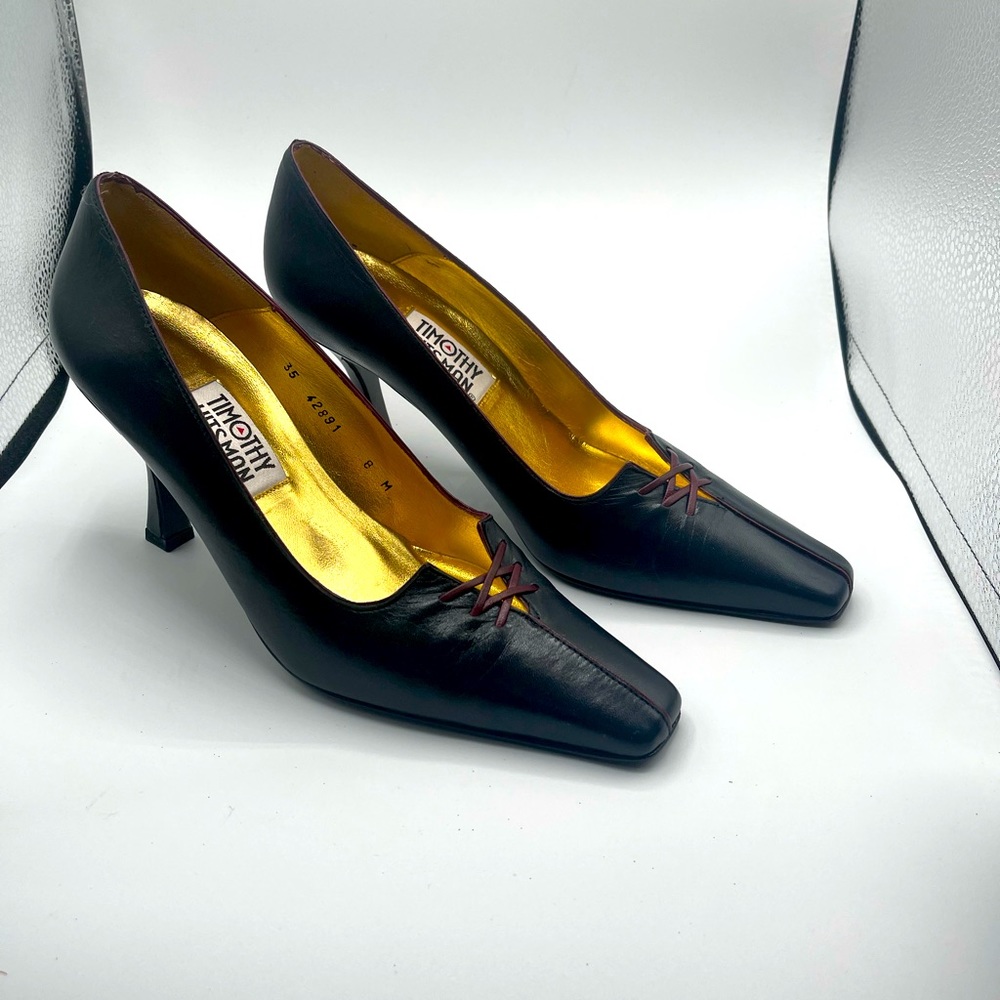 Timothy Hitsmsn Navy Blue Heels Size 8 - Picture 2 of 5